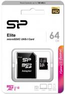 Карта памяти Silicon Power Elite microSDXC 64 ГБ Class 10, UHS Class 1, U1, R 85 МБ/с, адаптер на SD