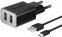 фото Сетевое зарядное устройство Deppa 2 USB 2.4А + кабель micro USB Черный