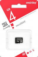 Карта памяти MicroSDHC 4Gb SmartBuy class 10 без адаптера