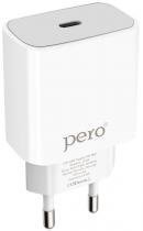Сетевое зарядное устройство Pero (TC03) USB-C, PD, 18Вт, белый