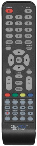 Пульт ДУ ClickPDU RM-L1153+3 для различных телевизоров Harper/Polar/Telefunken, черный