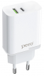 фото Сетевое зарядное устройство Pero (TC05) USB-C + USB A, PD, 18 Вт, Fast Charge, белый