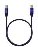 Кабель Maxvi (MCw-60TT) USB-C - USB-C, 1,2м, 3A, PD60W, QC 3.0, синий