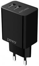 Сетевое зарядное устройство Pero (TC02) 2 USB 2.1A, черный