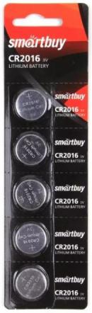 Батарейки Smartbuy CR2016 в блистере 5 штук