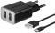 фото Сетевое зарядное устройство Deppa 2 USB 2.4А + кабель USB USB-C Черный