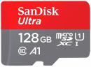 Карта памяти microSDXC SanDisk Ultra 128 ГБ Class 10, UHS-I, R 140 МБ/с, адаптер на SD