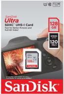 Карта памяти SDXC SanDisk Ultra 128 GB, UHS-I, Class 10, R 120 Mb/s
