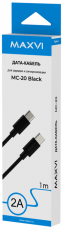 фото Кабель Maxvi (MC-20) USB-C - USB-C , 1м, 2A, черный