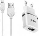 Сетевое зарядное устройство Hoco C11 USB + кабель Apple 8-pin Белый 1A