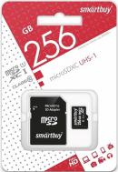 Карта памяти SmartBuy microSDXC 256 ГБ Class 10, UHS-I U1, R/W 90/67 МБ/с, адаптер на SD