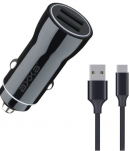 Автомобильное зарядное устройство Авто З/У Axxa (2233) 2 USB 2.4A +кабель USB-C, черный